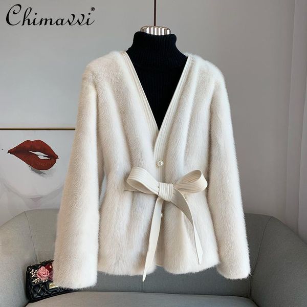 women's fur & faux 2021 winter female fashion solid color v-neck mink coat simple office lady integrated thickened warm jacket, Black
women's fur & faux 2021 winter female fashion solid color v-neck mink coat simple office lady integrated thickened warm jacket, Black