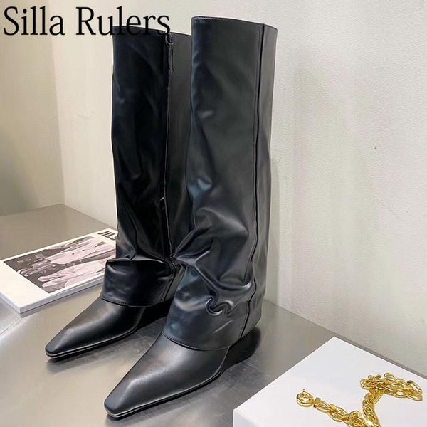 boots 2021 wedges knee high woman pointed toe leather knight motorcycle trouser, Black
boots 2021 wedges knee high woman pointed toe leather knight motorcycle trouser, Black