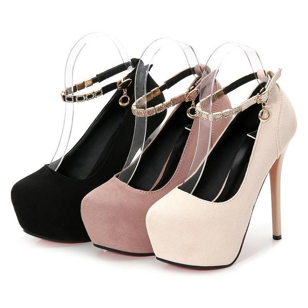 dress shoes women pumps flock round toe beading buckle strap 12cm 14cm thin high heels platform solid shallow party female, Black
dress shoes women pumps flock round toe beading buckle strap 12cm 14cm thin high heels platform solid shallow party female, Black