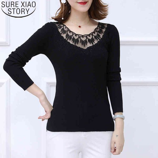 fashion lace women spring autumn bottoming sweater thin long sleeve loose all-match women's knitted shirt pullover 10976 210417, White;black
fashion lace women spring autumn bottoming sweater thin long sleeve loose all-match women's knitted shirt pullover 10976 210417, White;black