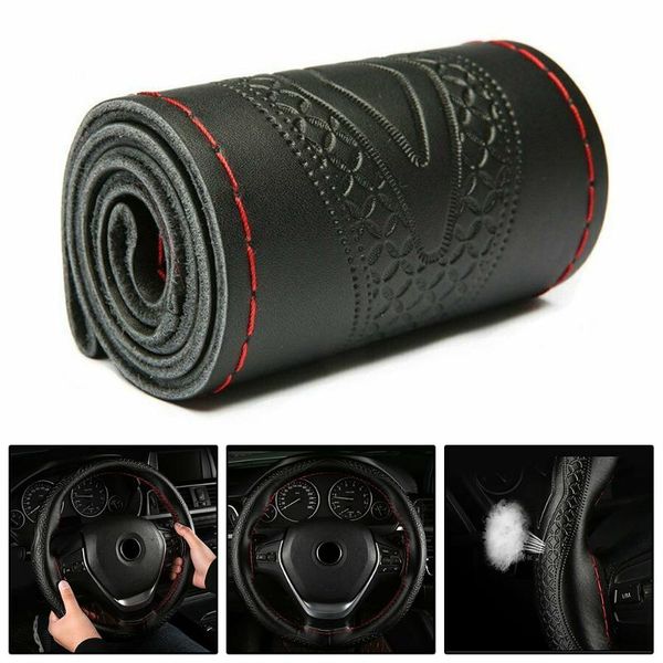 hand sewing steering wheel cover red thread soft auto black diy set 37-38cm covers
hand sewing steering wheel cover red thread soft auto black diy set 37-38cm covers