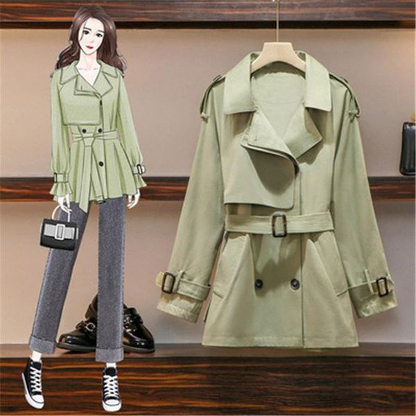 women's trench coats windbreaker mid-length 2021 spring autumn fashion british style double-breasted temperament coat trend h179, Tan;black 
women's trench coats windbreaker mid-length 2021 spring autumn fashion british style double-breasted temperament coat trend h179, Tan;black