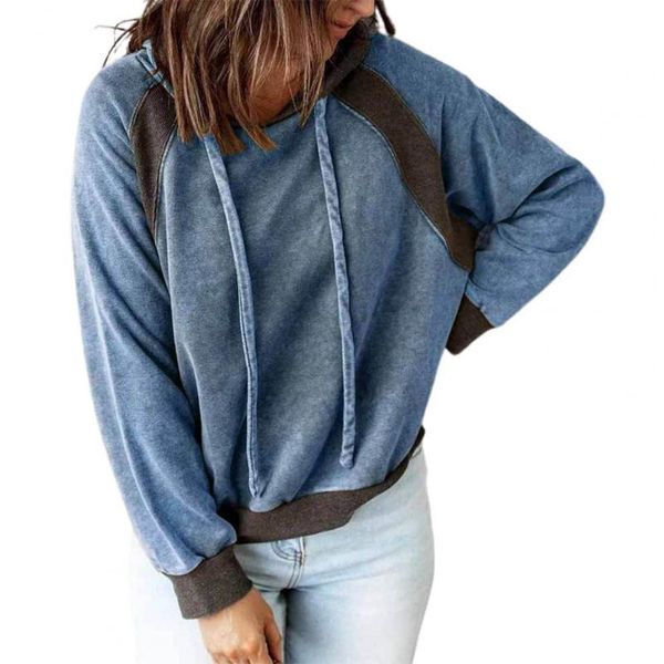 women's hoodies & sweatshirts hooded vintage long sleeve polyester soft patchwork elegant drawstring pullover for women, Black
women's hoodies & sweatshirts hooded vintage long sleeve polyester soft patchwork elegant drawstring pullover for women, Black
