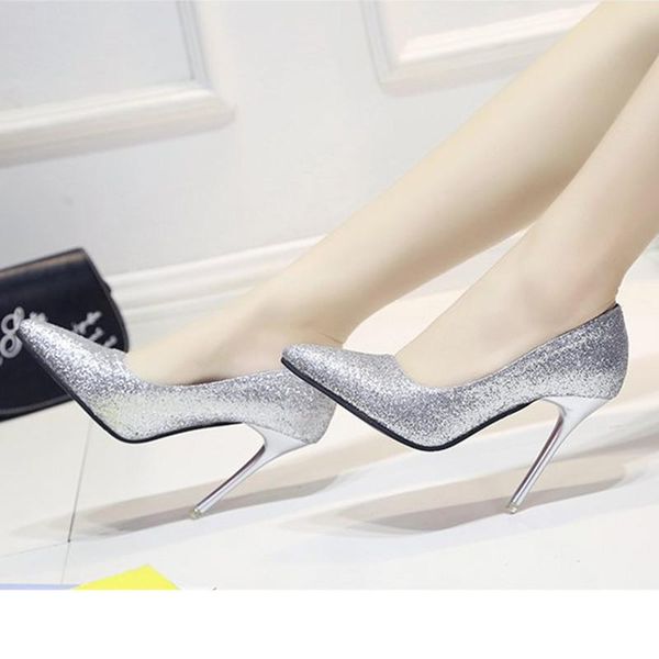 european style women's pumps wedding shoes stiletto heels pointed personality silver crystal dress, Black
european style women's pumps wedding shoes stiletto heels pointed personality silver crystal dress, Black