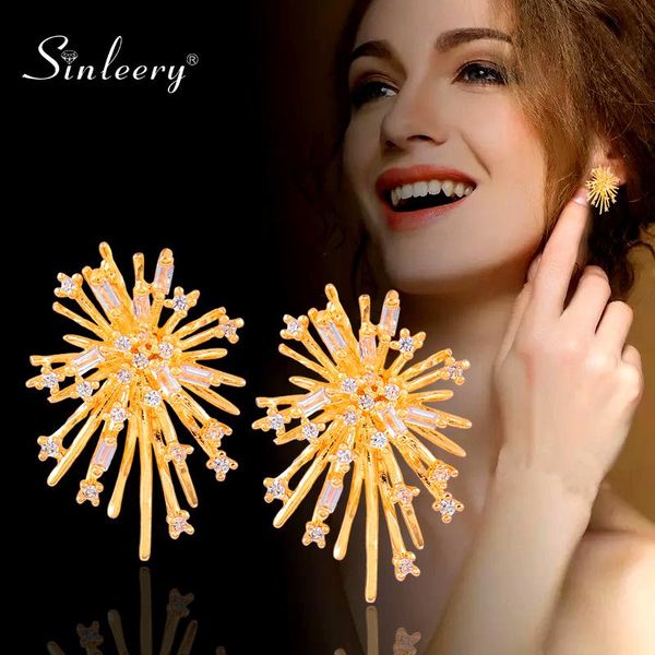 series jewelry stunning fireworks stud earrings gold color women wedding accessories es597 ssc, Golden;silver
series jewelry stunning fireworks stud earrings gold color women wedding accessories es597 ssc, Golden;silver