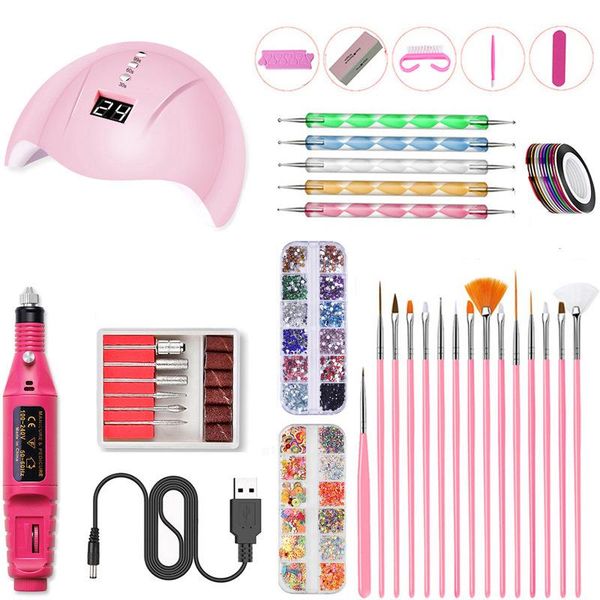 nail art kits tool set smart manicure lamp usb grinder