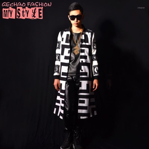 men's suits & blazers m-6xl nightclub male singer dj quanzhilong black and white super long baseball dress bar performance accessories., White;black
men's suits & blazers m-6xl nightclub male singer dj quanzhilong black and white super long baseball dress bar performance accessories., White;black