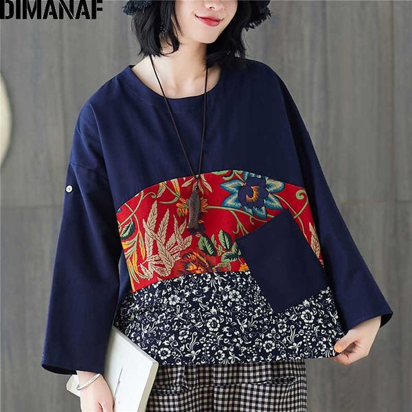 autumn plus size women t-shirts lady tees chinese style floral spliced female clothes loose long sleeve tunic shirt 210531, White 
autumn plus size women t-shirts lady tees chinese style floral spliced female clothes loose long sleeve tunic shirt 210531, White