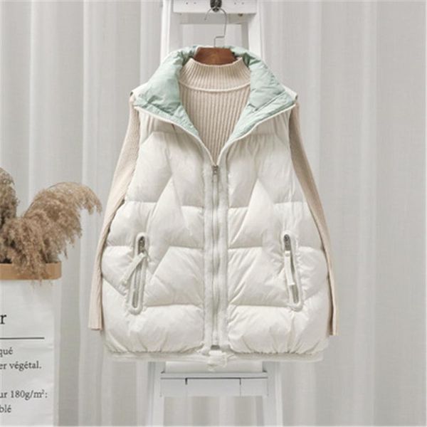 women's vests korean winter sleeveless jacket female down vest 2021 cotton puffer waistcoat ultra light winderproof outwear women, Black;white
women's vests korean winter sleeveless jacket female down vest 2021 cotton puffer waistcoat ultra light winderproof outwear women, Black;white