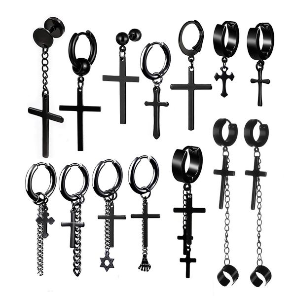 1pair/2pcs cross pendant earrings simple stainless steel for men/women ear circle buckle tassel chain gothic punk jewelry gifts fashion acce, Silver
1pair/2pcs cross pendant earrings simple stainless steel for men/women ear circle buckle tassel chain gothic punk jewelry gifts fashion acce, Silver