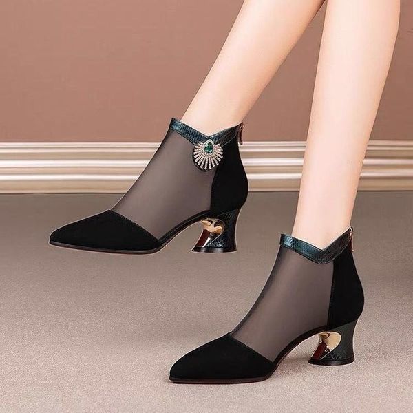 mesh sandals boots woman 2021 high heels ankle summer pointed toe lace shoes for female, Black
mesh sandals boots woman 2021 high heels ankle summer pointed toe lace shoes for female, Black