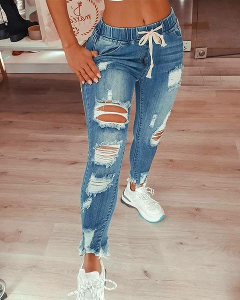 women spring fall solid ripped skinny jean pants hollow-out denim pants femme casual wear lady pencil skinny trousers 210415, Blue
women spring fall solid ripped skinny jean pants hollow-out denim pants femme casual wear lady pencil skinny trousers 210415, Blue