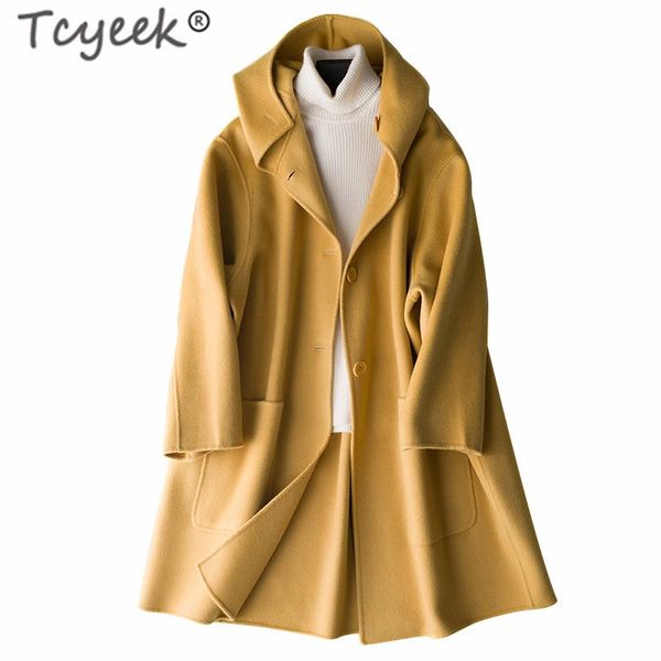 women's wool & blends tcyeek elegant winter coat women 100% natural female autumn cashmere hooded clothes long warm woolen jakcet hiver, Black
women's wool & blends tcyeek elegant winter coat women 100% natural female autumn cashmere hooded clothes long warm woolen jakcet hiver, Black