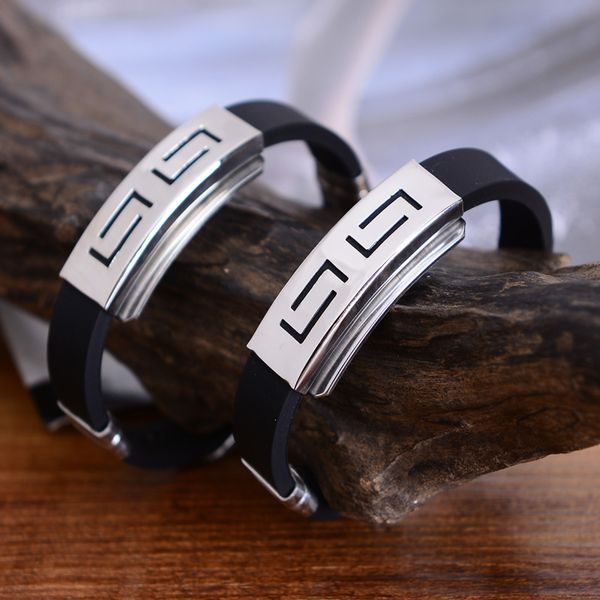 double loop belt buckle men's bracelet, Silver 
double loop belt buckle men's bracelet, Silver