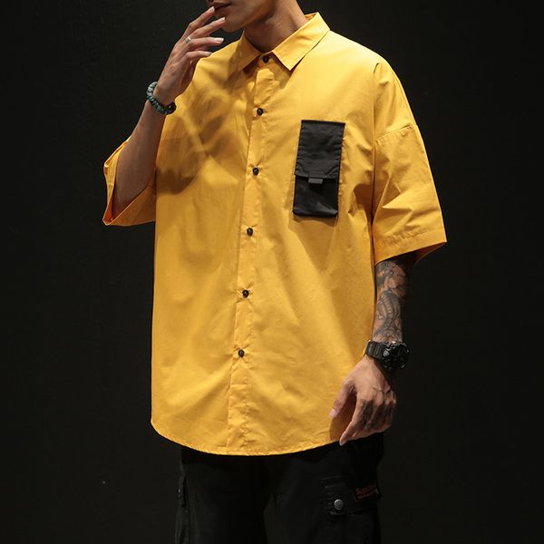 men's dress shirts short sleeves casual shirt for summer clothes hip hop punk streetwear solid color pocket 69qr, White;black
men's dress shirts short sleeves casual shirt for summer clothes hip hop punk streetwear solid color pocket 69qr, White;black
