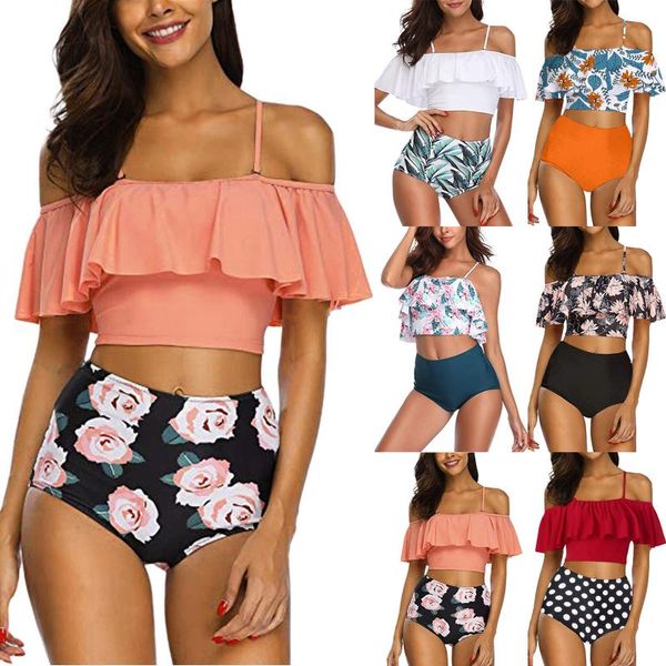 women's swimwear swimsuit for women two piece double flounce with high waisted ruched bottom tankini set bathing suit plus size ropa, White;black
women's swimwear swimsuit for women two piece double flounce with high waisted ruched bottom tankini set bathing suit plus size ropa, White;black