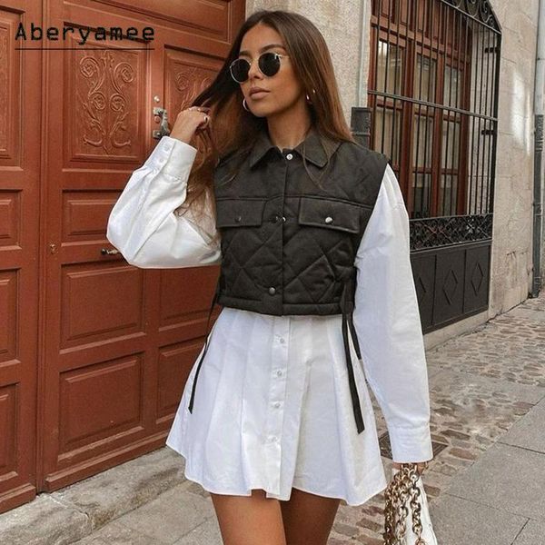 women's vests aberyamee green turndown waistcoat for women lace up street short ladies jacket vest spring fashion pockets outwear femal, Black;white
women's vests aberyamee green turndown waistcoat for women lace up street short ladies jacket vest spring fashion pockets outwear femal, Black;white
