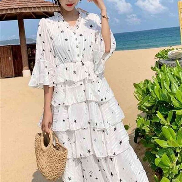 casual dresses summer chiffon temperament v-neck trumpet sleeves bright star print cake dress uxto, Black;gray
casual dresses summer chiffon temperament v-neck trumpet sleeves bright star print cake dress uxto, Black;gray