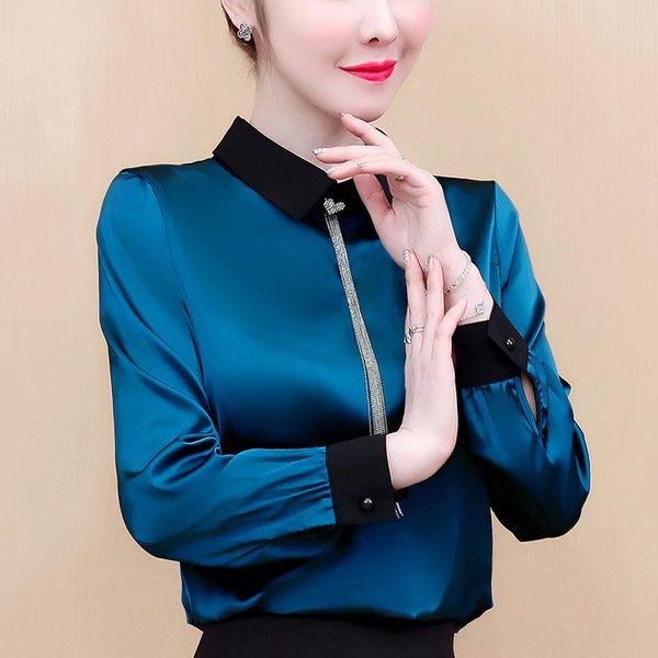 women's blouses & shirts 2021 office women and blouse vintage long sleeve imitation silk elegant autumn lady solid color work q648, White
women's blouses & shirts 2021 office women and blouse vintage long sleeve imitation silk elegant autumn lady solid color work q648, White