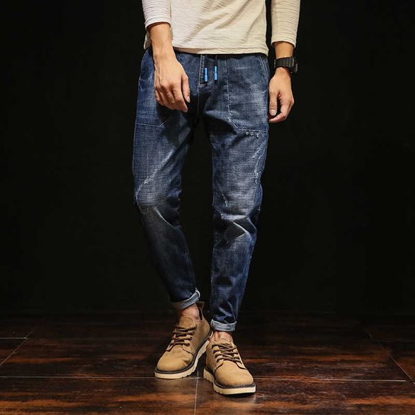 men's jeans ankle length slim streetwear holes summer ripped pencil trousers casual denim ny mens xohf zp05, Blue
men's jeans ankle length slim streetwear holes summer ripped pencil trousers casual denim ny mens xohf zp05, Blue