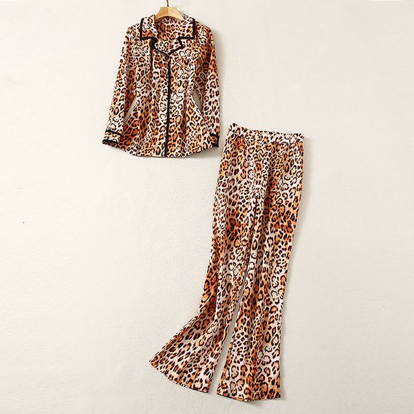 women's two piece pants european and american women's wear winter style leopard print shirt with long sleeves trousers fashion sui, White
women's two piece pants european and american women's wear winter style leopard print shirt with long sleeves trousers fashion sui, White
