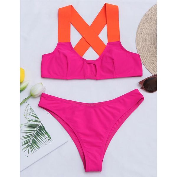 women's swimwear splicing mid waist cross back bikini female swimsuit women two-pieces set bather bathing suit swim k3128, White;black
women's swimwear splicing mid waist cross back bikini female swimsuit women two-pieces set bather bathing suit swim k3128, White;black