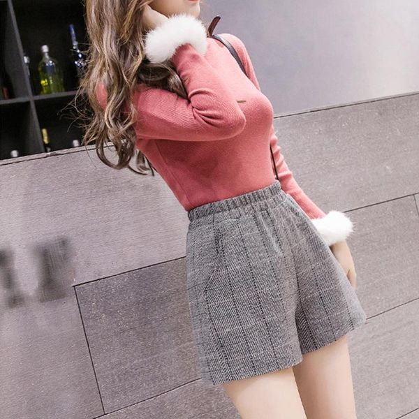 women's shorts winter wool women korean elastic waist plaid wide leg short pants vintage loose relax tweed woolen, White;black
women's shorts winter wool women korean elastic waist plaid wide leg short pants vintage loose relax tweed woolen, White;black