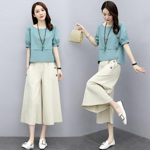 women's tracksuits cotton broad-legged pants set women 2021 summer dress vintage retro thin casual two-piece, Gray
women's tracksuits cotton broad-legged pants set women 2021 summer dress vintage retro thin casual two-piece, Gray