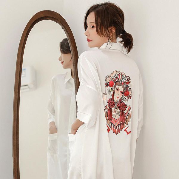women's sleepwear women white rayon shirt summer print peking opera facebook nightgown mid-length sleepshirt lingerie casual home dress, Black;red
women's sleepwear women white rayon shirt summer print peking opera facebook nightgown mid-length sleepshirt lingerie casual home dress, Black;red
