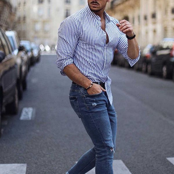 men's casual shirts fashion printed male striped designer mens slim lapel neck long sleeve men s ouuj, White;black
men's casual shirts fashion printed male striped designer mens slim lapel neck long sleeve men s ouuj, White;black