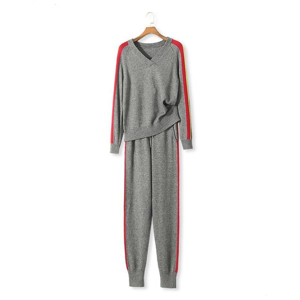 pull wool casual 2021 winter 2-piece suit women's rainbow temperament v-neck cashmere sweater trousers two-piece female two piece pants, White
pull wool casual 2021 winter 2-piece suit women's rainbow temperament v-neck cashmere sweater trousers two-piece female two piece pants, White