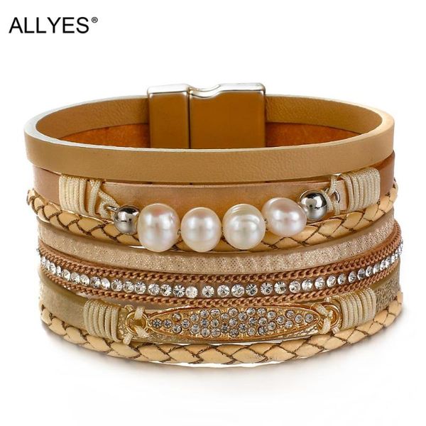 tennis allyes vintage multilayer leather crystal bracelet for women men beads pearl charms wrap bracelets femme fashion jewelry, Golden;silver
tennis allyes vintage multilayer leather crystal bracelet for women men beads pearl charms wrap bracelets femme fashion jewelry, Golden;silver
