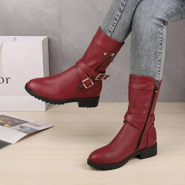 boots 2021 fashion mid-calf plus size women buckle goth female low square heel zipper leather flat shoes deal, Black
boots 2021 fashion mid-calf plus size women buckle goth female low square heel zipper leather flat shoes deal, Black
