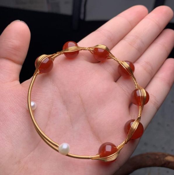 14k gold wrap wire handmade red agate bracelet for women's gift tennis, Golden;silver
14k gold wrap wire handmade red agate bracelet for women's gift tennis, Golden;silver