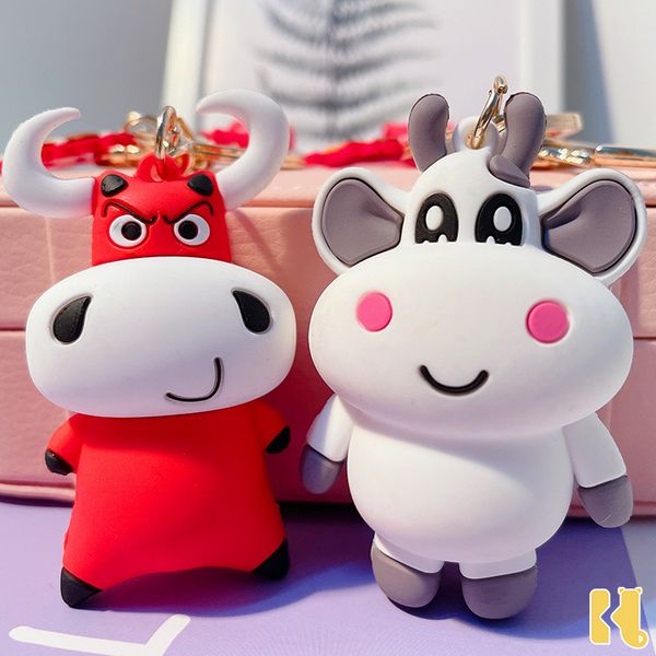 2021 fashion keychain cartoon cute creativity 2021 year of the ox key chain couple doll gift car bag pendant, Silver
2021 fashion keychain cartoon cute creativity 2021 year of the ox key chain couple doll gift car bag pendant, Silver