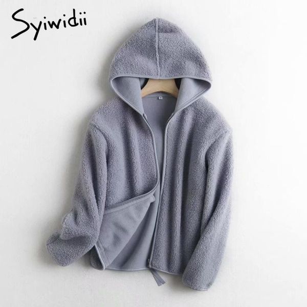 women's jackets syiwidii lamb coat women fall 2021 fashion long sleeve zipper hooded solid clothing for winter casual warm coats, Black;brown
women's jackets syiwidii lamb coat women fall 2021 fashion long sleeve zipper hooded solid clothing for winter casual warm coats, Black;brown