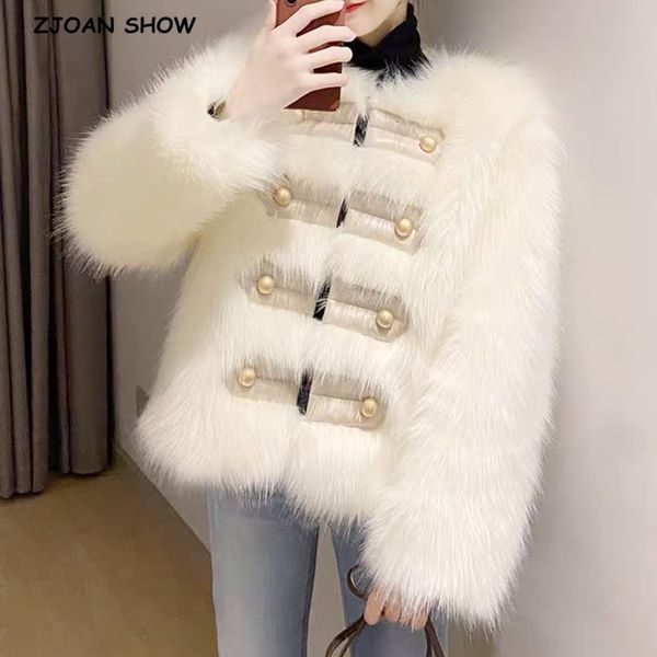women's wool & blends keep warm winter white hairy shaggy faux fox fur jackets vintage spliced leather buttons long sleeve furry c, Black
women's wool & blends keep warm winter white hairy shaggy faux fox fur jackets vintage spliced leather buttons long sleeve furry c, Black