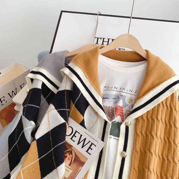 women's jackets korobov preppy style sailor collar cardigans korean single breasted plaid cardigan sweaters autumn vintage female sweat, Black;brown
women's jackets korobov preppy style sailor collar cardigans korean single breasted plaid cardigan sweaters autumn vintage female sweat, Black;brown