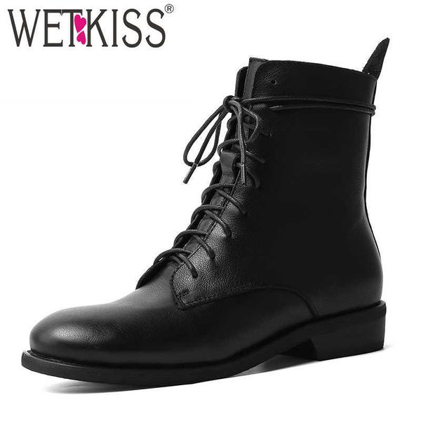 wetkiss cow leather boots women motorcycle ankle booties female low heels casual shoes ladies round toe lace up shoes winter 210630, Black
wetkiss cow leather boots women motorcycle ankle booties female low heels casual shoes ladies round toe lace up shoes winter 210630, Black
