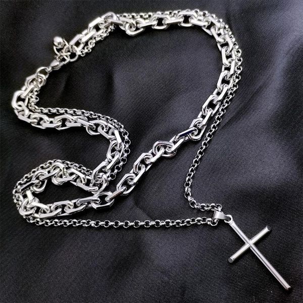 pendant necklaces 8.5mm & 4mm width cross double necklace stainless steel silver tone for mens womens
pendant necklaces 8.5mm & 4mm width cross double necklace stainless steel silver tone for mens womens