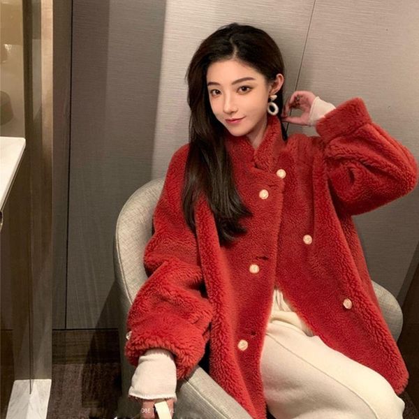 women's fur & faux women fashion elegant natural sheep shearling jacket female stand collar real wool outerwear solid casual coats x702, Black
women's fur & faux women fashion elegant natural sheep shearling jacket female stand collar real wool outerwear solid casual coats x702, Black