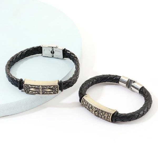 bangle lovers bracelet retro braided leather rope stainless steel watch buckle cross handmade lock couple, Black
bangle lovers bracelet retro braided leather rope stainless steel watch buckle cross handmade lock couple, Black