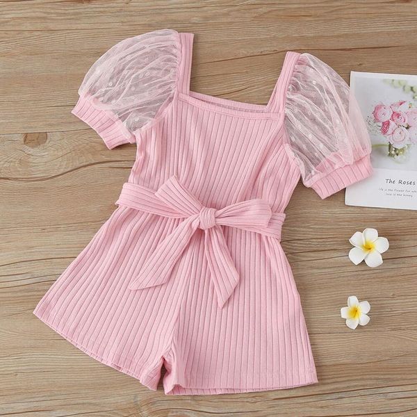 clothing sets children solid color ribbed romper girls short puff sleeve square collar jumpsuit with waistband, White
clothing sets children solid color ribbed romper girls short puff sleeve square collar jumpsuit with waistband, White