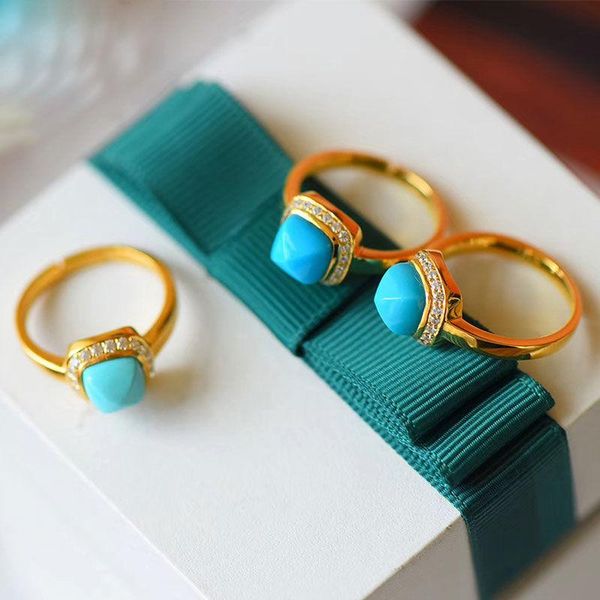 cluster rings original designer craft turquoise diamond square geometric opening ring chinese style retro exquisite charm female brand jewel, Golden;silver
cluster rings original designer craft turquoise diamond square geometric opening ring chinese style retro exquisite charm female brand jewel, Golden;silver