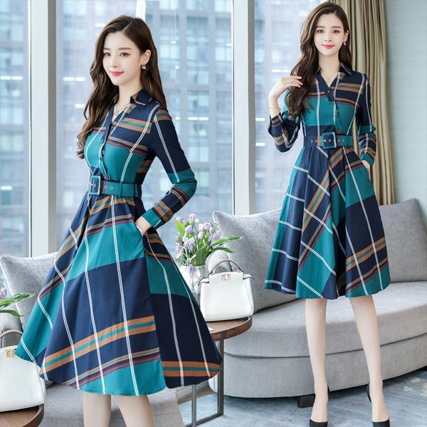 long sleeve office stripe plaid women dress shirt belt spring autumn clothes, Black;gray
long sleeve office stripe plaid women dress shirt belt spring autumn clothes, Black;gray