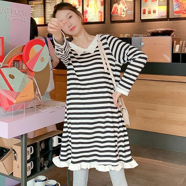 maternity dresses 969# dress long sleeves stripe cotton midi plus size pregnancy loose large pregnant woman, White
maternity dresses 969# dress long sleeves stripe cotton midi plus size pregnancy loose large pregnant woman, White