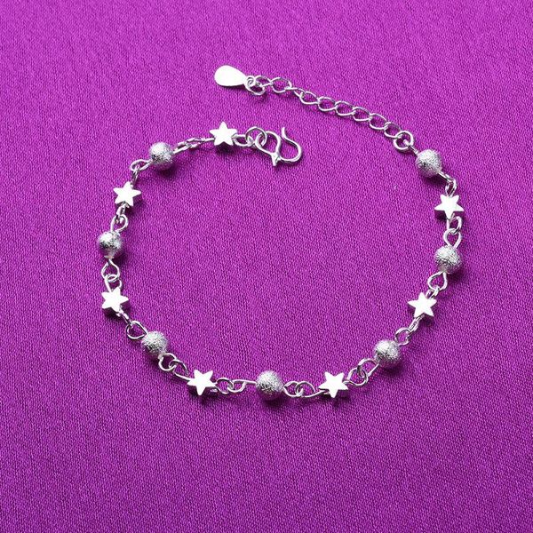 link, chain 2021 silver plated bracelet sweet star frosted beads ladies exquisite fashion party, Black
link, chain 2021 silver plated bracelet sweet star frosted beads ladies exquisite fashion party, Black