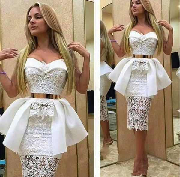 party dresses sweetheart prom with sash peplum cocktail bride gowns knee length lace mermaid short vestidos de fiesta, White;black
party dresses sweetheart prom with sash peplum cocktail bride gowns knee length lace mermaid short vestidos de fiesta, White;black