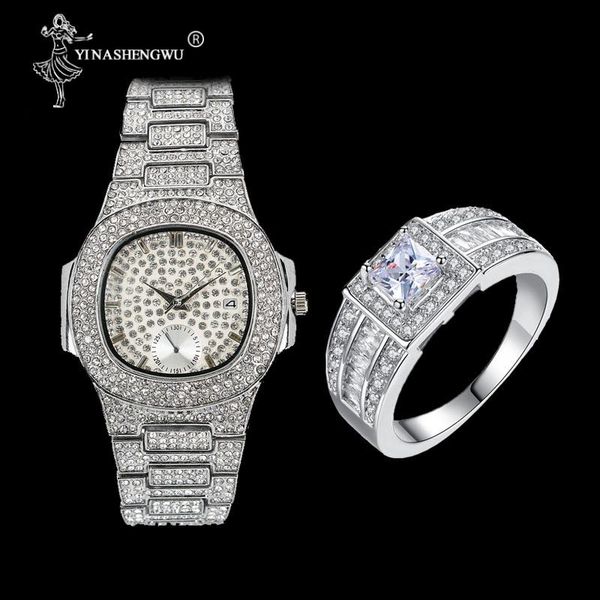 wristwatches luxury men silver color cz watch & ring combo set adjustable rapper hip hop ice out cuban jewerly for, Slivery;brown
wristwatches luxury men silver color cz watch & ring combo set adjustable rapper hip hop ice out cuban jewerly for, Slivery;brown