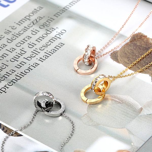 pendant necklaces 2022 circle crystal roman numerals double buckle woman necklace female titanium steel gold clavicle jewelry, Silver
pendant necklaces 2022 circle crystal roman numerals double buckle woman necklace female titanium steel gold clavicle jewelry, Silver